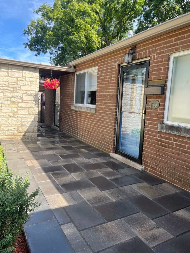 Paver walkway side view