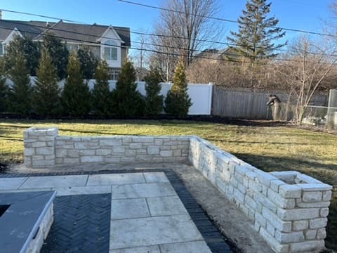 Limestone wall in progress